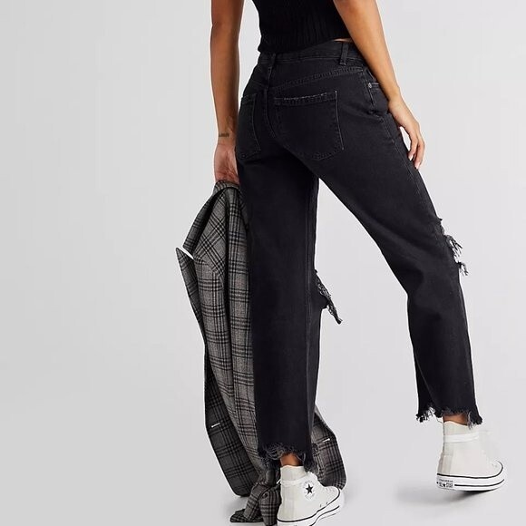 Free People  We The Free Maggie Mid Rise Straight Black 26 (AC) - Picture 2 of 13